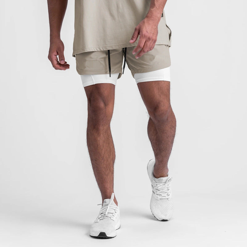 Shorts esportivos  camada dupla dois em um