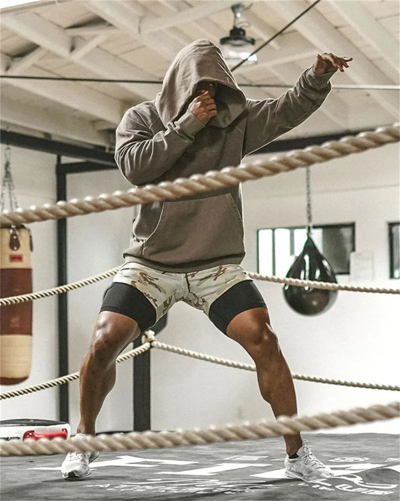 Shorts esportivos  camada dupla dois em um