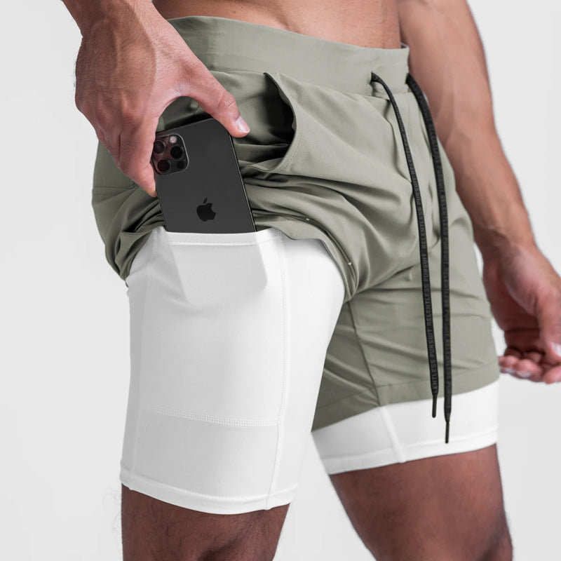 Shorts esportivos  camada dupla dois em um